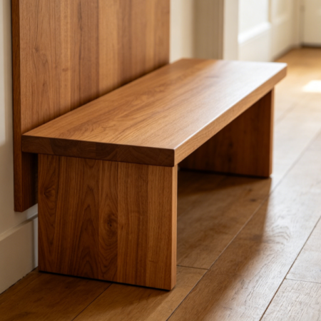 Natural Finish Compact Hallway Bench